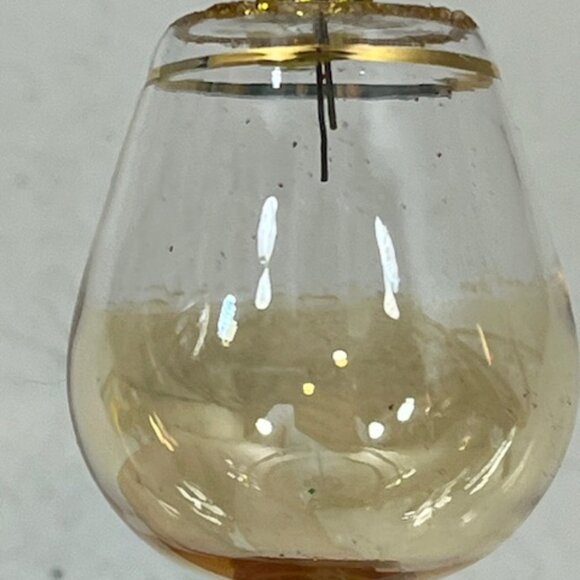 VTG SCF Mini Wine Glass Shaped Hand Blown Gold Glitter Trim Christmas Ornament - Picture 5 of 8